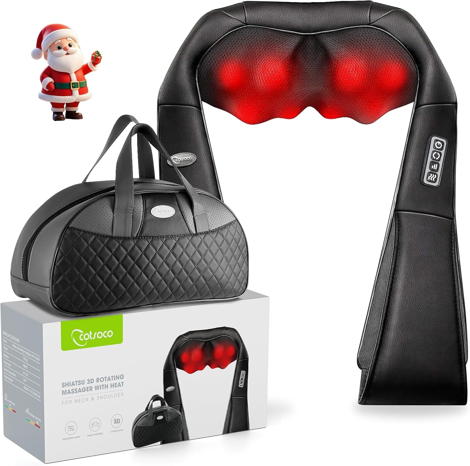 Neck Massager,Shiatsu Shoulder and Back Massager with Heat, Electric Deep Tissue Massage Pillow for Body Muscle Pain Relief,Best Gifts Mom Dad Women Men,Home, Office Car Use