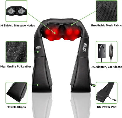 Neck Massager,Shiatsu Shoulder and Back Massager with Heat, Electric Deep Tissue Massage Pillow for Body Muscle Pain Relief,Best Gifts Mom Dad Women Men,Home, Office Car Use
