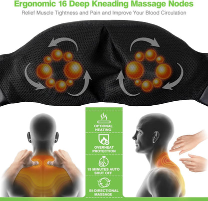 Neck Massager,Shiatsu Shoulder and Back Massager with Heat, Electric Deep Tissue Massage Pillow for Body Muscle Pain Relief,Best Gifts Mom Dad Women Men,Home, Office Car Use