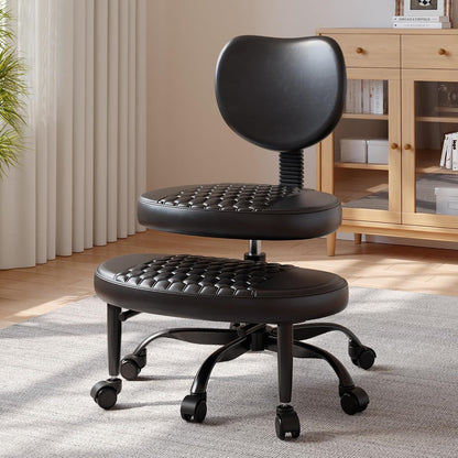 Cross Legged Office Chair, 360° Swivel ADHD Chairs for Adults, Height Adjustable Ergonomic Cross Legged Office Chair with Wheels, Wide Cross Legged Chair for Meditation, Yoga (Brown)