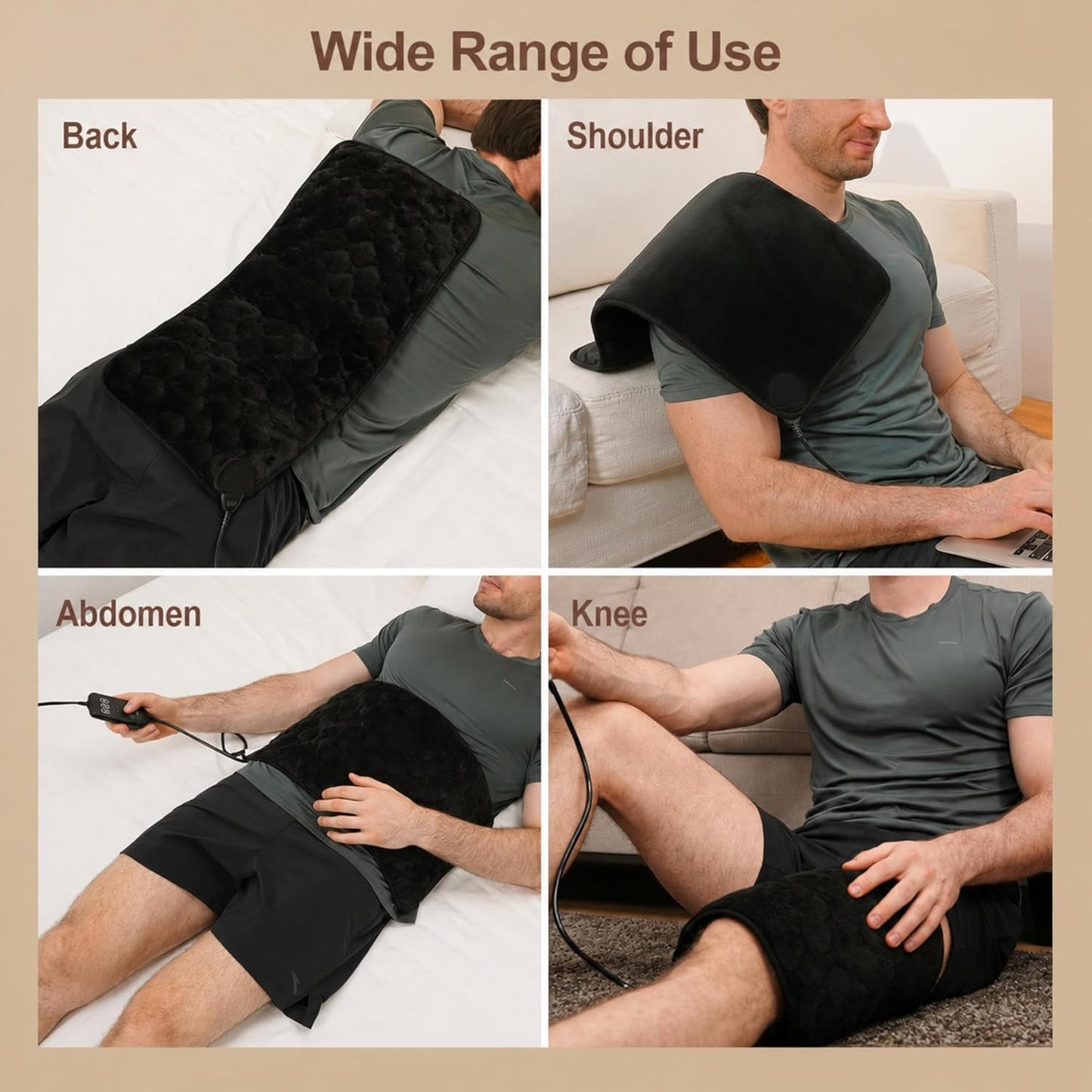 30S Fast Heating Pad, 3X Deeper Pain Relief Far Infrared Heating Pad for Back & Cramps, 8 Heat Setting, 4H Auto Off, FSA-HSA Eligible, Adjustable Strap, Machine Washable, Women Men Gifts12 X 24"