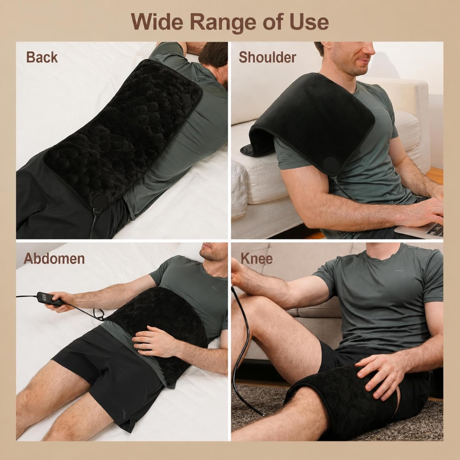 30S Fast Heating Pad, 3X Deeper Pain Relief Far Infrared Heating Pad for Back & Cramps, 8 Heat Setting, 4H Auto Off, FSA-HSA Eligible, Adjustable Strap, Machine Washable, Women Men Gifts12 X 24"