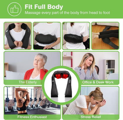 Neck Massager,Shiatsu Shoulder and Back Massager with Heat, Electric Deep Tissue Massage Pillow for Body Muscle Pain Relief,Best Gifts Mom Dad Women Men,Home, Office Car Use